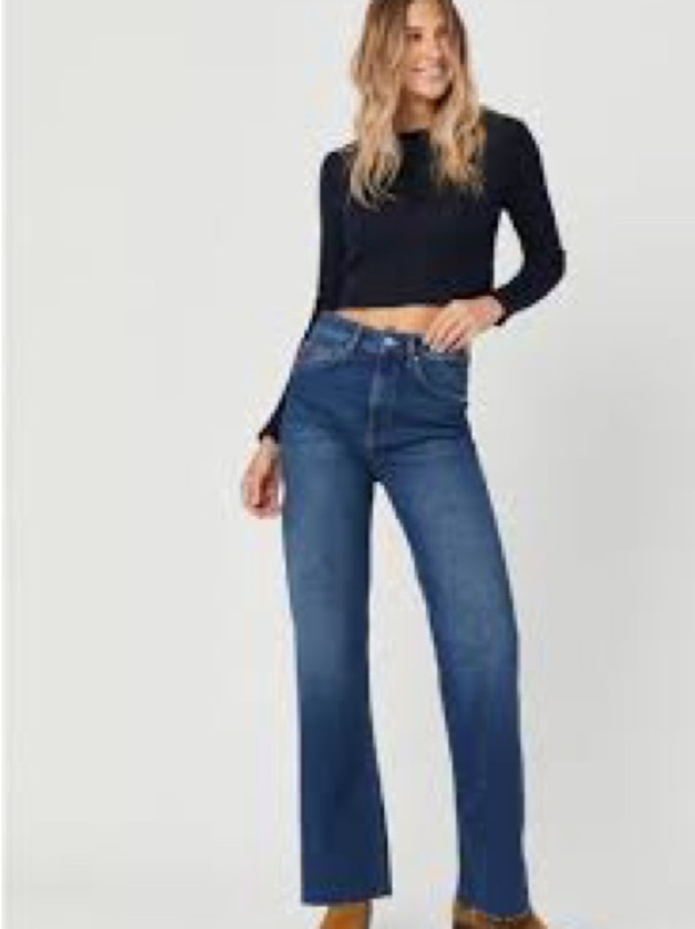 NWT Mavi Victoria High-Rise Wide Leg Organic Cotton Raw Hem Jeans 31
